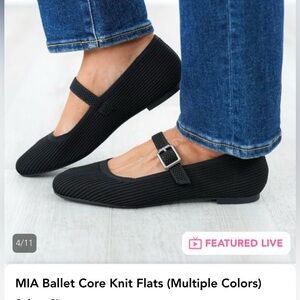 MIA Black Core Knit Mary Jane Flats
